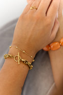 Stainless Steel Gouden Armband Shiny Hartjes