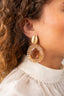 Lott Oorbellen Oval Beads With Stone M - Orange Crush