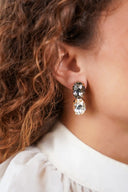 Lott Earrings Oval Waterfall Two Stones M - Black Diamond/Shadow
