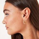 Stainless Steel Gold Earrings Zircon Oval