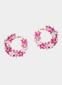 Olivia Dar Earrings Flower Hoops Small Mix Pink