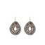 Lott Brown Earrings Drop Crystal Double Metallic Brown