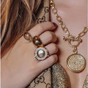 PScallme Ring Flat Stone Brown