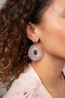 Lott Earrings Open Drop S Irregular Stones - Crystal Pink