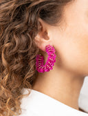 Lott Earrings Sequin Creole M - Fuchsia