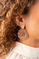 Lott Earrings Filled Oval 3 rings with Stones M - Orange Crush