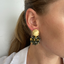 Lott Earrings Globe L Double Stones Green