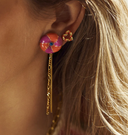SINGLE EARRING ANNA + NINA SINGLE ORANGE HEART STUD EARRING