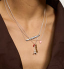 Anna + Nina Rose Heart Beat Necklace Silver