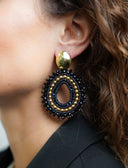 Lott Earrings Open Drop 3 Rings L - Black/Gold
