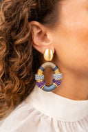 Lott Earrings Combi Oval Deluxe L - Frosty Blue/Purple