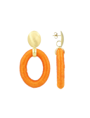 Lott Oorbellen Oval with Bead Threated L - Lion Orange