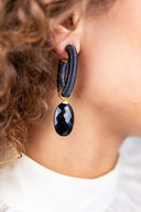 Lott Earrings Oval Threated Creole M - Anthracite Grey