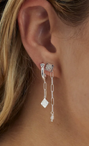 Anna + Nina Dangling Treasure Hoop Oorbellen Zilver