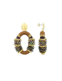 Lott Earrings Combi Oval Deluxe M - Brown/Disco Purple/Grey
