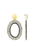 Lott Earrings Open Oval Flat Beads L - Transparent Black