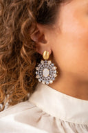 Lott Earrings Oval S Crystal Double Tigereye - Taupe/Nude