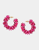 Olivia Dar Earrings Flower Hoops Small Fuchsia