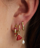 Anna + Nina Single Heart Beat Ring Oorbel