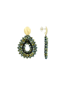 Lott Earrings Drop Crystal Small - Metallic Green