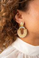 Lott Earrings Combi Oval M - Ivory