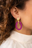 Lott Oorbellen Oval with Bead Threated S - Dark Fuchsia