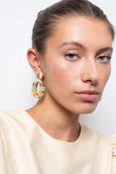 Lott Earrings Combi Oval Deluxe M - Yellow/Lavender/Mint