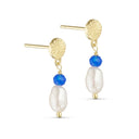 Pure by Nat Earrings Stud Stone &amp; Pearl Blue