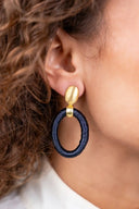 Lott Earrings Oval with Bead Threated S - Anthracite