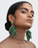Olivia Dar Earrings Leaf Green