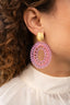 Lott Oorbellen Open Oval Double L - Lilac