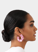 Olivia Dar Earrings Flower Hoops Small Mix Pink