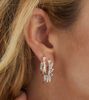 Anna + Nina Sunflower Petals Hoop Oorbellen Zilver