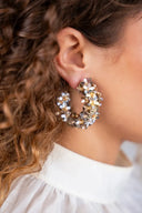 Lott Earrings Sequin Flower Creole M - Silver/Gold
