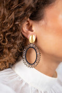 Lott Earrings Open Oval Flat Beads L - Transparent Black