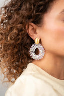 Lott Earrings Open Drop S Irregular Stones - Crystal/Purple