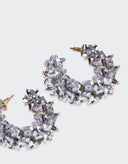 Olivia Dar Earrings Flower Hoops Small Silver