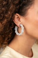 Lott Earrings Urchin Creole Irregular Stones M - Crystal Silver