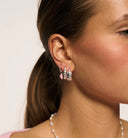 Anna + Nina Single Rose Heart Beat Ring Oorbel