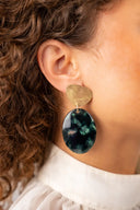 Lott Earrings Closed Bugle Flat L - Mixed Green