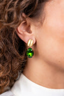 Lott Earrings Oval Strass Pendant M - Olivine
