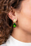 Lott Oorbellen Oval Strass Pendant M - Olivine