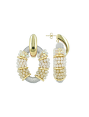 Lott Earrings Combi Oval Deluxe M - Crystal Silver/Nude