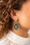 Lott Earrings Drop Crystal Small - Metallic Green