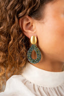 Lott Earrings Drop L - Metallic Green