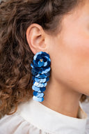 Lott Earrings Sequin Waterfall L - Cobalt