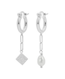 Anna + Nina Dangling Treasure Hoop Oorbellen Zilver