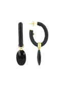 Lott Earrings Oval Threated Creole M - Anthracite Grey