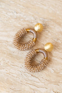 Lott Earrings Combi Oval M - Champagne