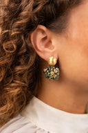 Lott Earrings Sequin Flower Globe S - Old Green